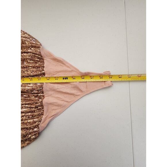 Free People Intimately Bodysuit Pink Small Sequin Super Shine Fairy Dainty Boho - Picture 5 of 10